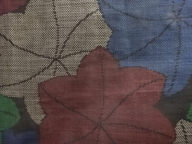 JAPANESE KIMONO / ANTIQUE KIMONO / SILK / DORO OSHIMA TSUMUGI (5 maruki) / MAPLE